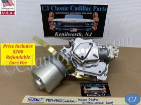 REBUILT 1959 1960 1961 1962 CADILLAC DEVILLE ELDORADO FLEETWOOD FACTORY ORIGINAL WINDSHIELD WIPER MOTOR W/NEW WASHER PUMP